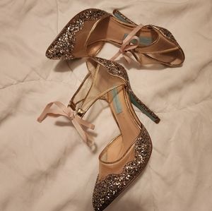 Betsey Johnson Gold Glitter Heels